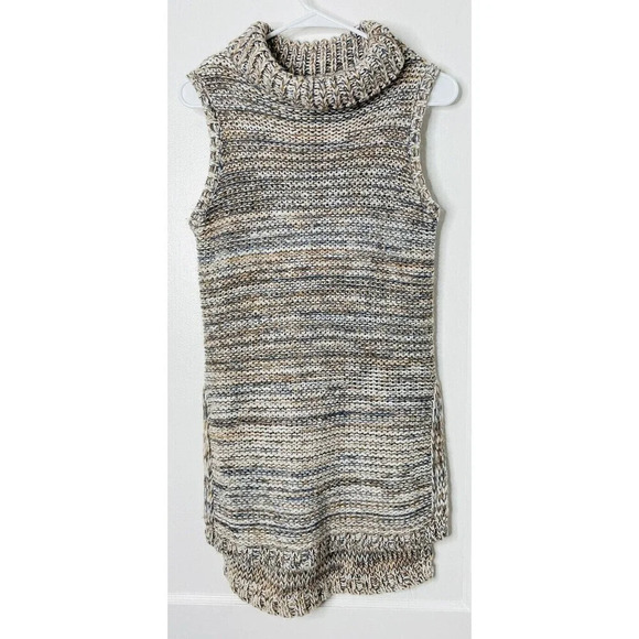 Cliche Sweater Dress Womens Sz XS Cream Knit Cowl Turtle Neck Tunic Shirt Dress - Picture 1 of 13